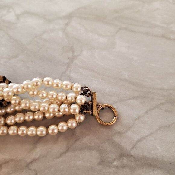 💕 J.Crew Twisted Knot Pearl Box Chain Antiqued Distressed Vintage Bracelet 💕 - Picture 6 of 12
